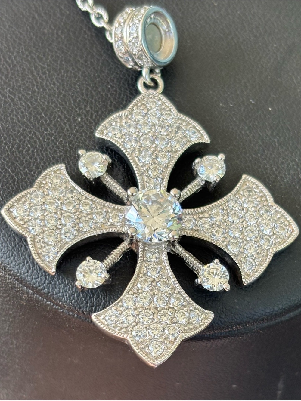 .925 Sterling Silver Cross Crucifix Fleur de Lis Necklace Fine Jewelry by ESPO - Picture 4 of 7